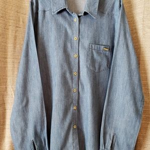 Guess chambray/jean button-down  shirt